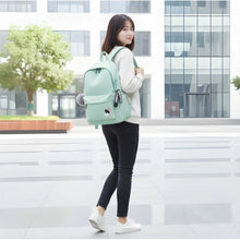 Generic Unisex PU Leather Solid Medium Zipper Backpack (Green)