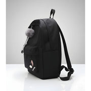 Generic Unisex PU Leather Solid Medium Zipper Backpack (Black)