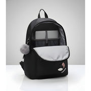 Generic Unisex PU Leather Solid Medium Zipper Backpack (Black)
