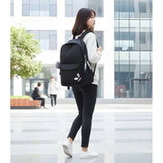 Generic Unisex PU Leather Solid Medium Zipper Backpack (Black)