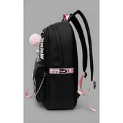 Generic Unisex PU Leather Solid Medium Zipper Backpack (Black)