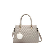 Generic Women's PU Leather Solid Shoulder Zipper Handbag (Grey)