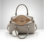 Generic Women's PU Leather Solid Shoulder Zipper Handbag (Grey)
