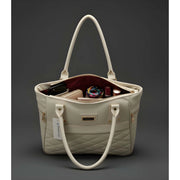 Generic Women's PU Leather Solid Shoulder Zipper Handbag (Cream)