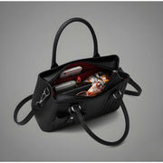 Generic Women's PU Leather Solid Shoulder Zipper Handbag (Black)