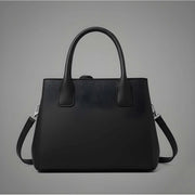 Generic Women's PU Leather Solid Shoulder Zipper Handbag (Black)