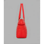 Generic Women's PU Leather Solid Shoulder Zipper Handbag (Red)