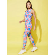 Generic Women's Polyester Lycra Printed Sleeveless Active Wear (Multicolor)