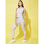 Generic Women's Polyester Lycra Printed Sleeveless Active Wear (Multicolor)