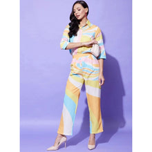 Generic Women's Polyester Colour Blocking 3-4th Sleeve Co-Ord Set (Multicolor)