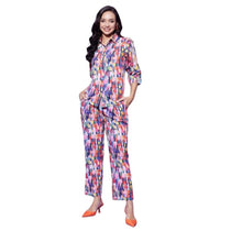 Generic Women's Polyester Floral 3-4th Sleeve Co-Ord Set (Multicolor)