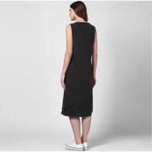 Generic Women's Denim Solid Sleeveless Dress (Black)