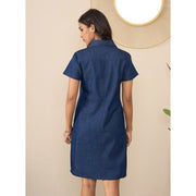 Generic Women's Denim Solid Sleeveless Dress (Blue)