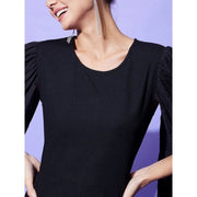 Generic Women's Polyeter Solid Cape Sleeve Jumpsuit (Black)