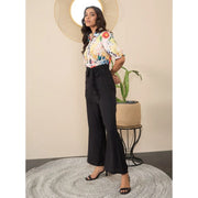 Generic Women's Polyester Floral Half Sleeves Jumpsuit (Multicolor)