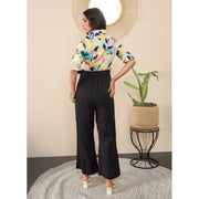 Generic Women's Polyester Floral Half Sleeves Jumpsuit (Multicolor)