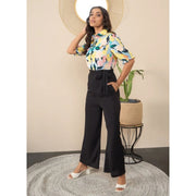 Generic Women's Polyester Floral Half Sleeves Jumpsuit (Multicolor)