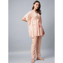 Generic Women's Rayon Tie And Dye Kaftan Sleeve Night Suit (Multicolor)