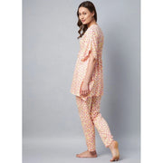 Generic Women's Rayon Tie And Dye Kaftan Sleeve Night Suit (Multicolor)