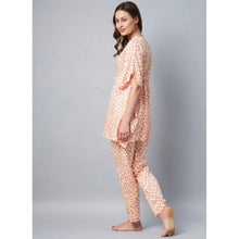 Generic Women's Rayon Tie And Dye Kaftan Sleeve Night Suit (Multicolor)