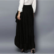Generic Women's Rayon Ruffled Elasticated Skirt (Black)
