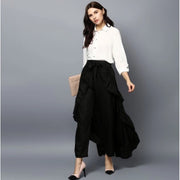 Generic Women's Rayon Ruffled Elasticated Skirt (Black)