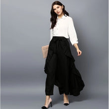 Generic Women's Rayon Ruffled Elasticated Skirt (Black)