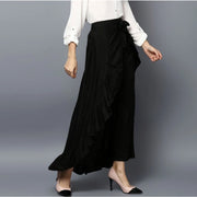 Generic Women's Rayon Ruffled Elasticated Skirt (Black)