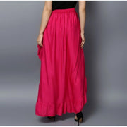 Generic Women's Rayon Ruffled Elasticated Skirt (Pink)