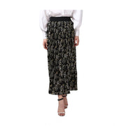 Generic Women's Georgette Chain Print Elasticated Skirt (Black-Cream)