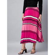 Generic Women's Satin Pleated Elasticated Skirt (Pink)