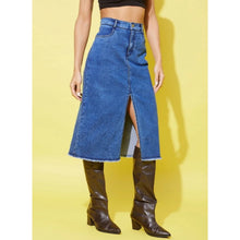 Generic Women's Denim Solid Buttoned Skirt (Blue)