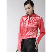 Generic Women's Polyester Solid Long Sleeves Top (Coral)