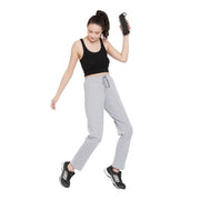 Generic Women's Cotton Solid Elasticated Track Pants (Light Grey)