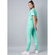 Generic Women's Cotton Striped Short Sleeve Tracksuit (Green)