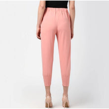 Generic Women's Polyester Solid Elasticated Trousers (Pink)