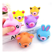 Generic Pack Of 5 Rubber-PVC Animal Faces Squishy Squeeze Stress Balls (Multicolor)