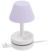 Generic Plastic-LED Ribbed Shade Table Lamp with USB Charging Base (White)