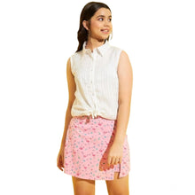 Generic Girl's Polyester Lurex Printed Sleeveless Top Set (Pink-White)
