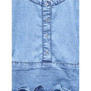 Generic Girl's Denim Embellished Cap Sleeve bow Dress (Light Blue)