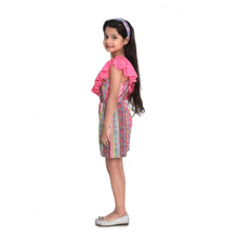 Generic Girl's Cotton &amp; Polyester Printed 3/4th Sleeves Dress (Pink)
