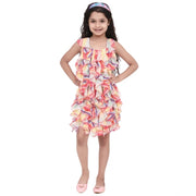 Generic Girl's Chiffon Ruffled Sleeveless Dress (Multicolor)