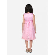 Generic Girl's Net Embroidered Sleeveless Dress (Pink)