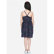 Generic Girl's Rayon Flamingo Print Sleeveless Dress (Black)