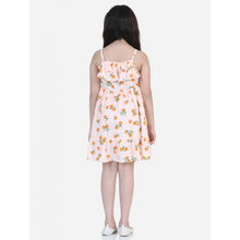 Generic Girl's Rayon Printed Sleeveless Dress (Orange)