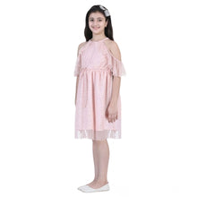 Generic Girl's Net Printed Sleeveless Dress (Blush Pink)