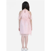 Generic Girl's Net Printed Sleeveless Dress (Blush Pink)