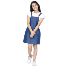 Generic Girl's Denim Solid Sleeveless Dress (Blue)