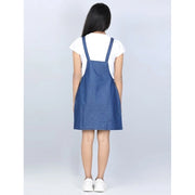 Generic Girl's Denim Solid Sleeveless Dress (Blue)