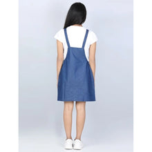 Generic Girl's Denim Solid Sleeveless Dress (Blue)